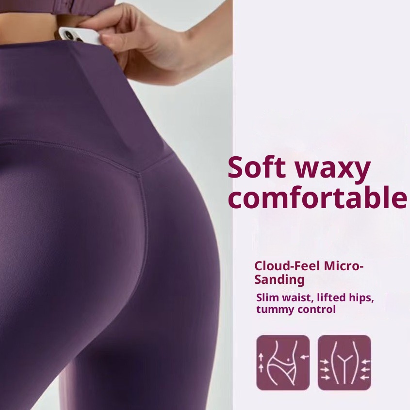 001 Cloud Feel Fabric Pocket High Waist Yoga Pants No Embarrassment For Outdoor Wear Sports Daily Outfit Same Style_voghion.com