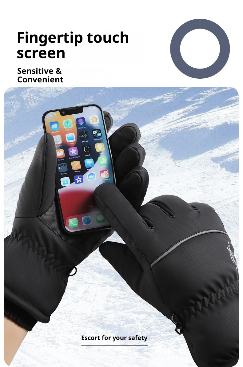 Combinaison de ski ActiveGo Outdoor pour hommes et femmes, doublée polaire, épaisse, tactile, coupe-vent, imperméable, idéale pour le cyclisme et électrique._voghion.com