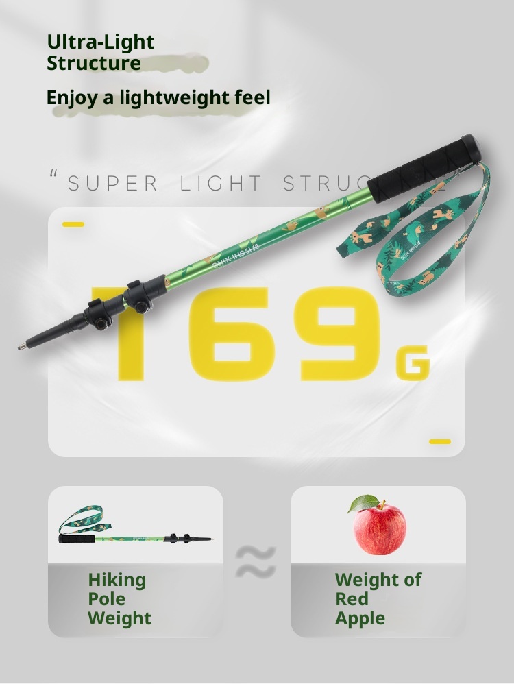 001 Children's Trekking Pole Three-Section Telescopic Foldable Walking Stick Aluminum Alloy Ultra-Light Portable Outdoor_voghion.com