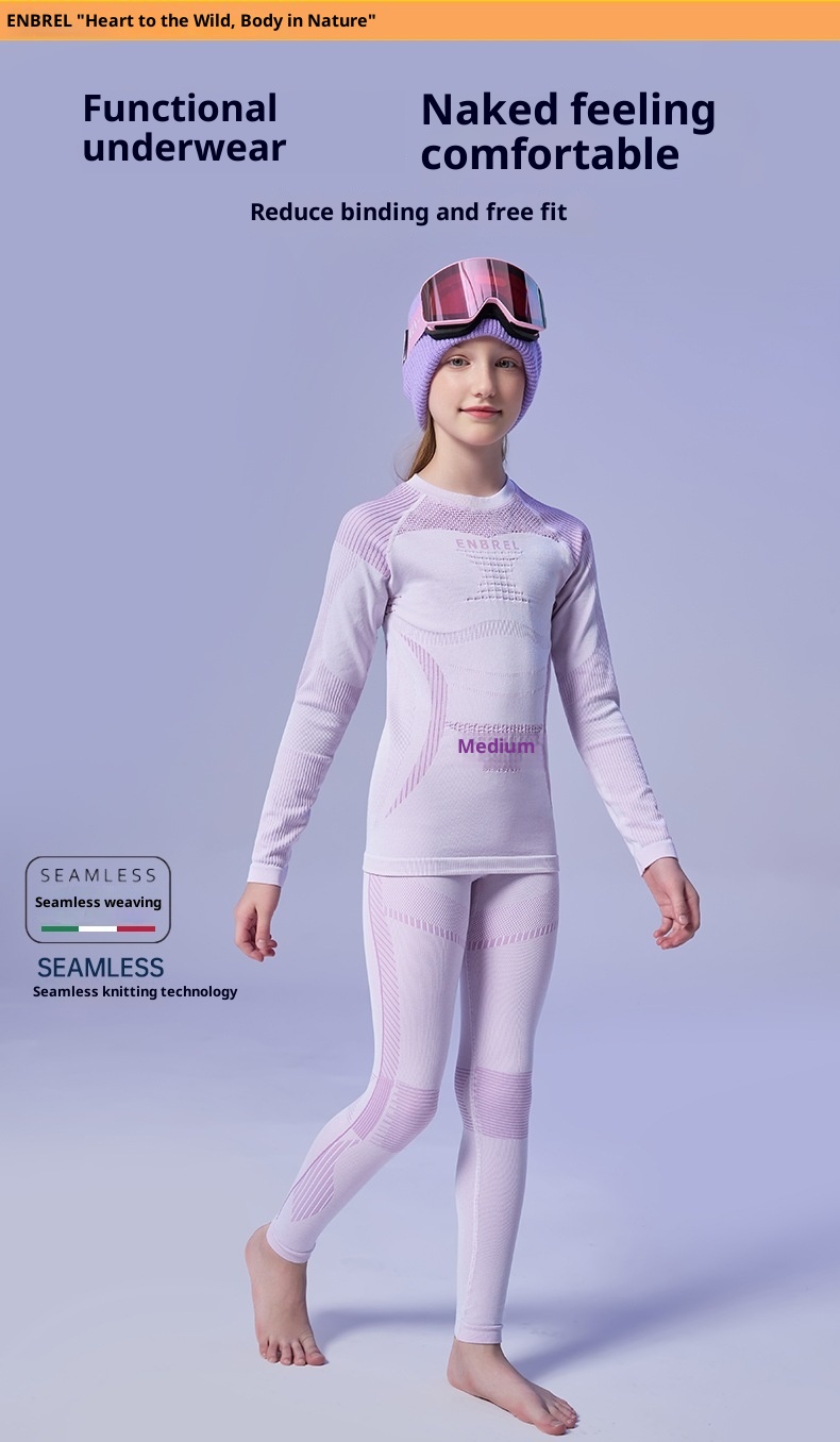 001 Set di biancheria intima termica e elastica aderente per bambini e bambine, da sci, da corsa, ad asciugatura rapida_voghion.com