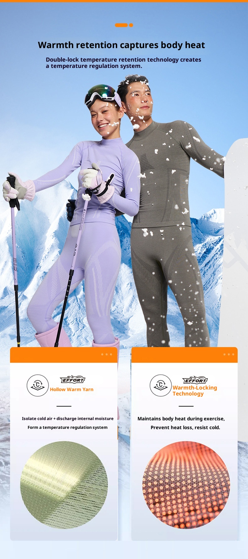 001 Outdoor-Ski-Thermo-Unterwäsche-Set, schnelltrocknend, für Damen und Herren, schweißableitende Basisschicht für Bergsteigen, Profisport_voghion.com
