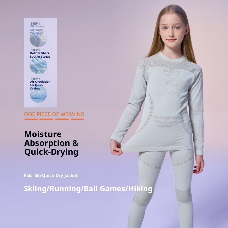 001 Set di biancheria intima termica e elastica aderente per bambini e bambine, da sci, da corsa, ad asciugatura rapida_voghion.com