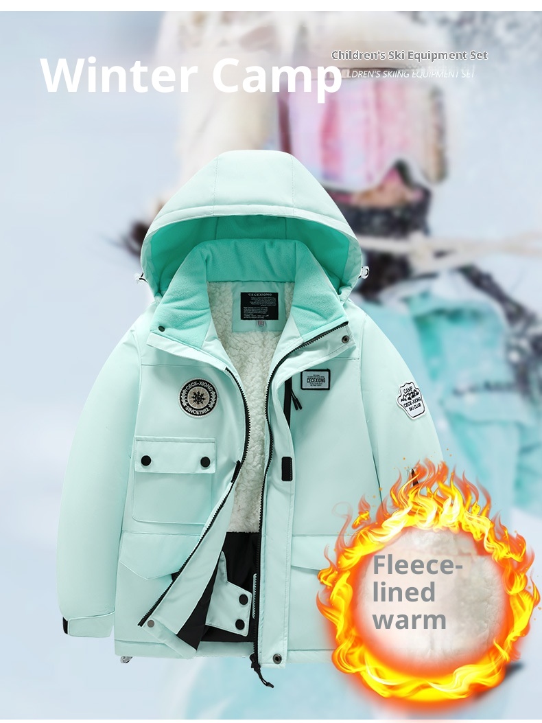 001 Completo da bambina per bambine, Pantaloni da sci per ragazzi, impermeabili e antivento, caldi e foderati in pile_voghion.com