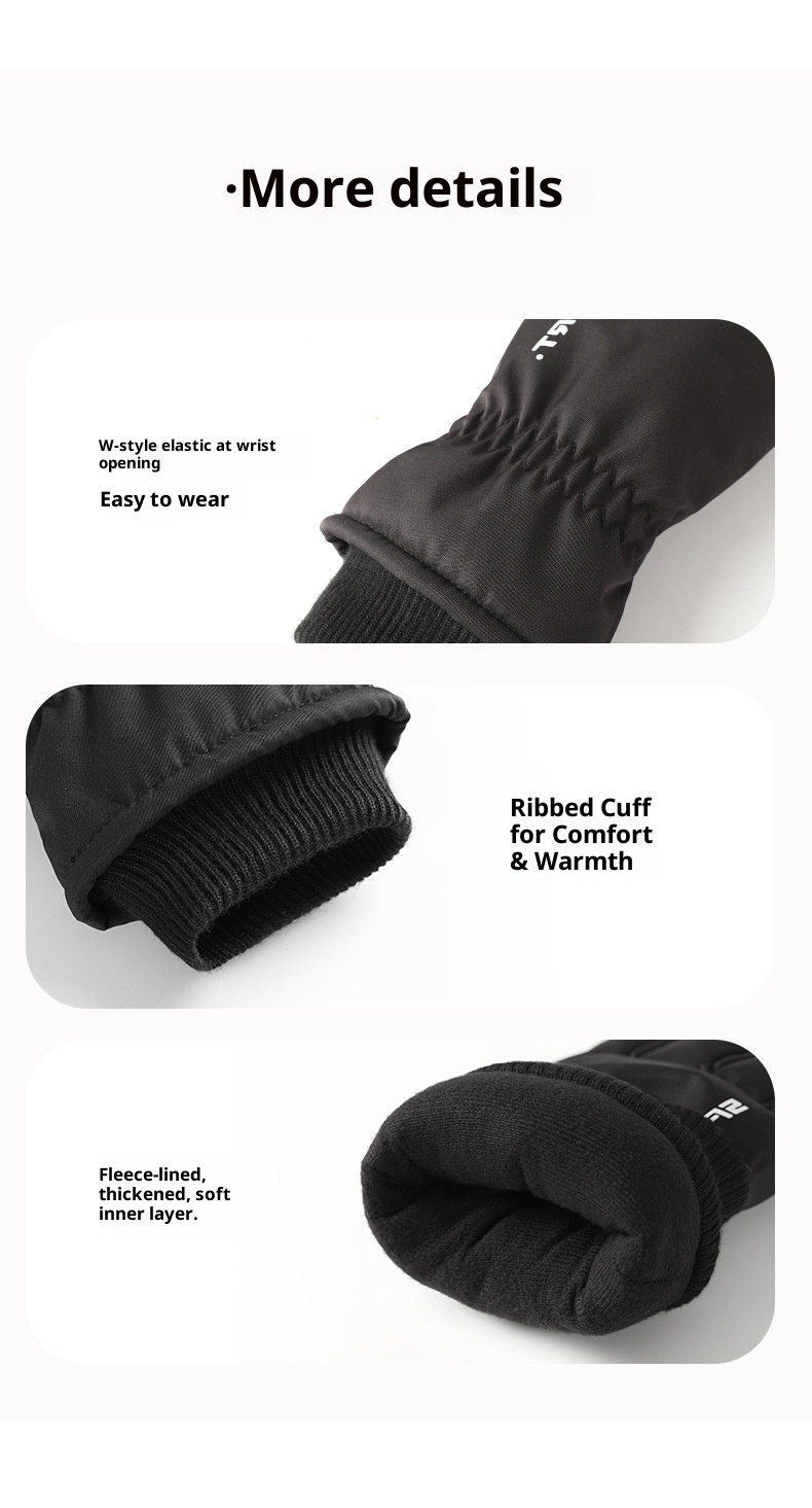 001 Damen-Skihandschuhe, Winter, Fleece-gefüttert, dick, warm, Touchscreen-kompatibel, kälte-, wind- und wasserdicht; Herren-Radhandschuhe aus Baumwolle_voghion.com