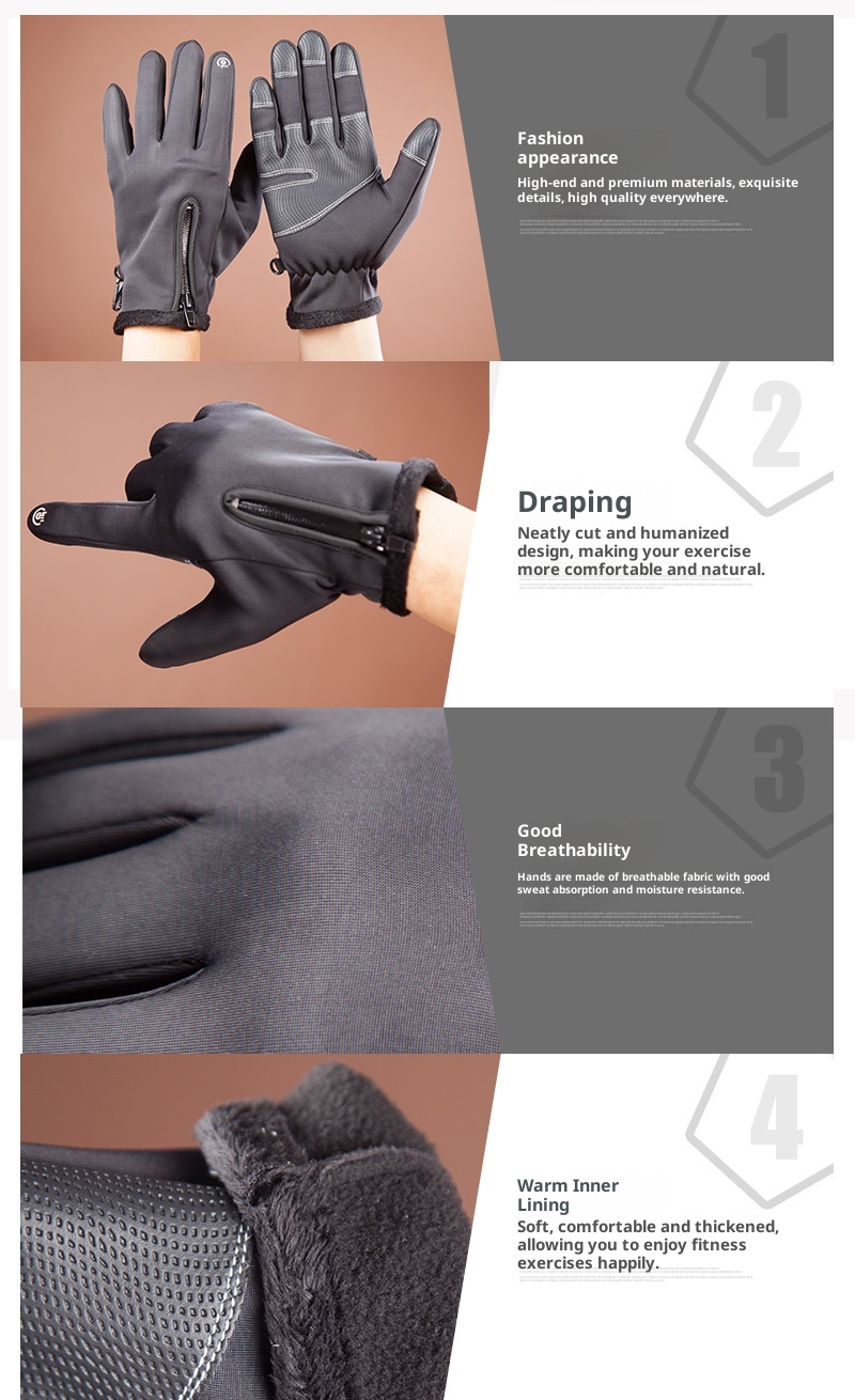 001 New Windproof Cycling Women Full Finger Sports Winter Warm Fleece Skiing Outdoor Waterproof Touch Screen Gloves Men_voghion.com