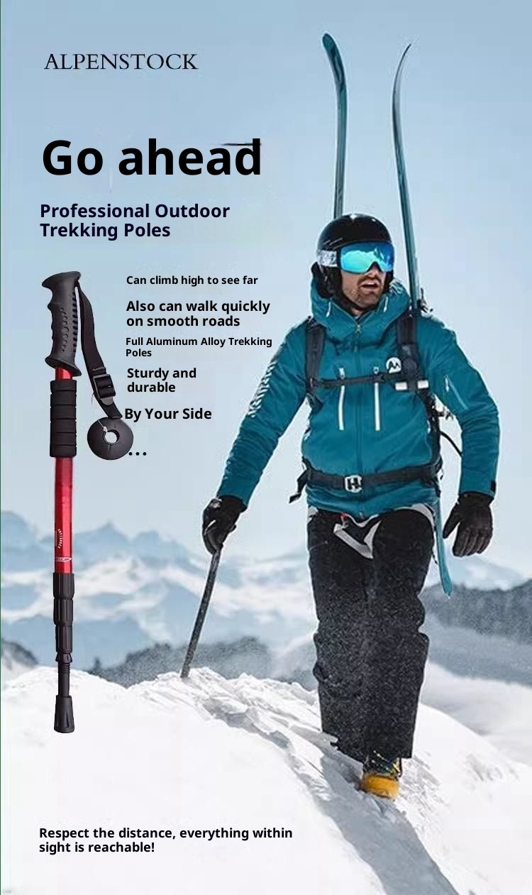 001 Telescopic Folding Oudoor Men And Women Climbing Equipmen Ani-Slip Trekking Pole Walking Sick Ulra-Ligh_voghion.com