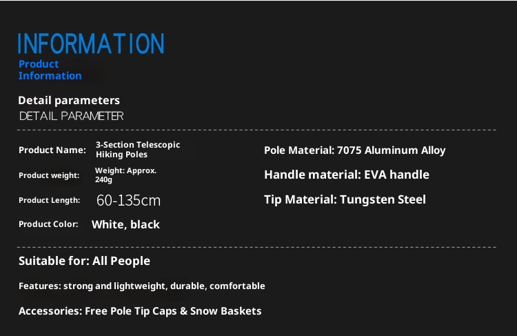 001 Telescopico 7075 Manico in schiuma stampata con lavorazione personalizzata Fibbia in metallo Bastone da trekking Antiscivolo Leggero Arrampicata_voghion.com