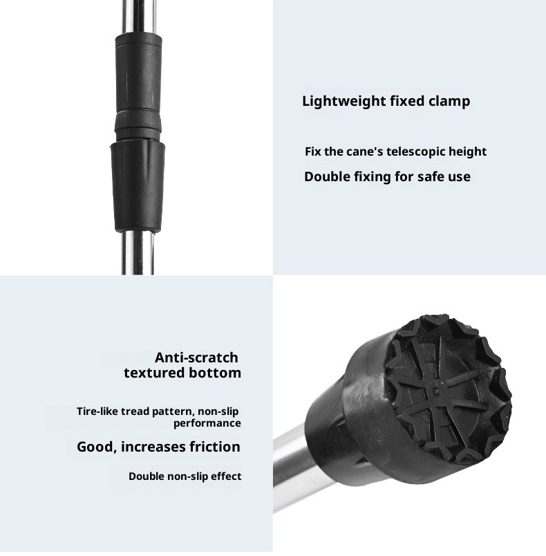 001 Bastone da passeggio telescopico regolabile in lega di alluminio in acciaio inossidabile antiscivolo per anziani_voghion.com