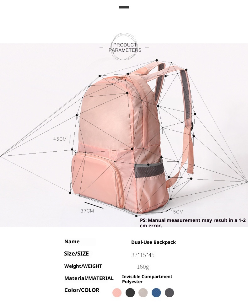 001 Wodoodporny, składany plecak o podwójnym zastosowaniu dla mężczyzn i kobiet, lekki plecak wspinaczkowy do wędrówek na świeżym powietrzu, przenośny pokrowiec na skórę_voghion.com