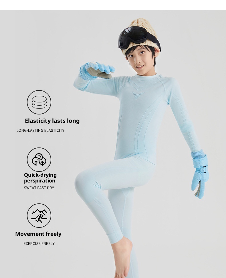 001 Cold Element Roupa Térmica Infantil de Secagem Rápida para Esqui, Conjunto de Calça e Roupa Íntima Térmica para Meninas e Meninos, Ideal para Outono e Inverno._voghion.com