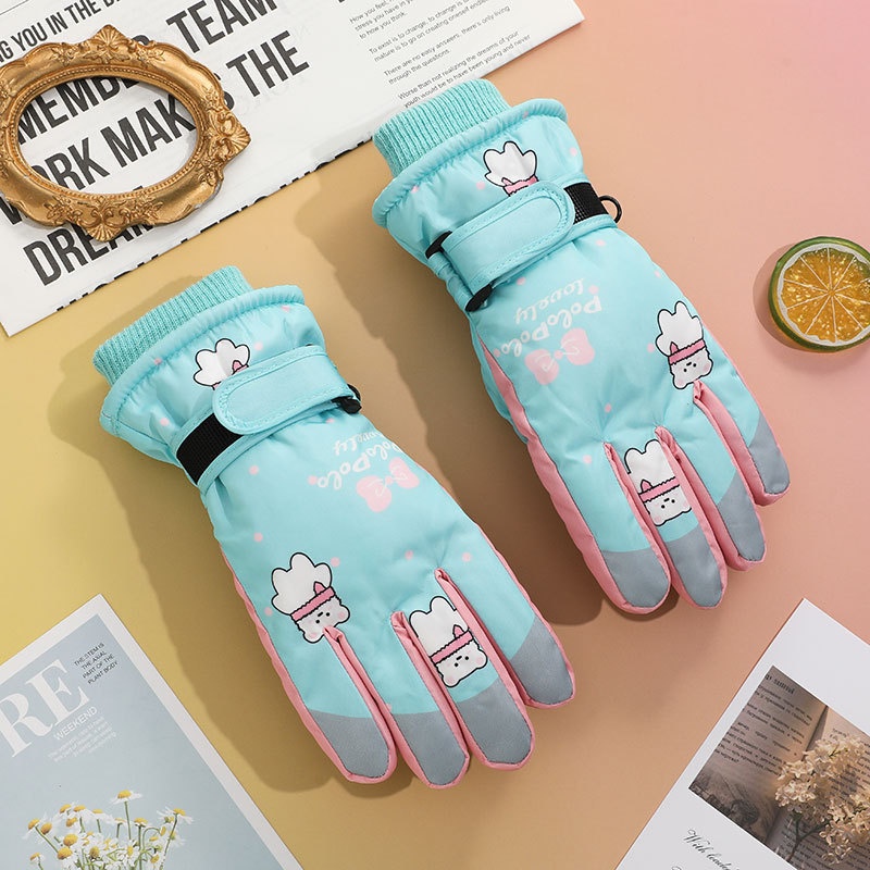 001 Cross-Border Winter Children's Ski Fleece-Lined Thickened Touchscreen Cycling Anti-Slip Windproof Student Cartoon Warm_voghion.com