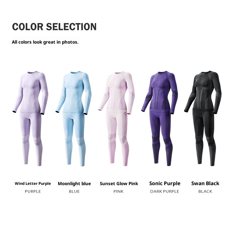 001 Intimo da sci funzionale a compressione ad asciugatura rapida per donna, strato di base termico traspirante per sport all'aria aperta e alpinismo_voghion.com