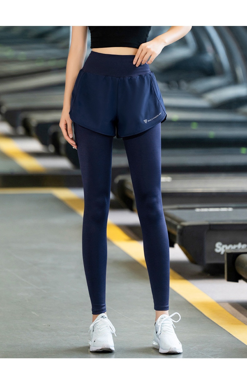 001 Autumn Winter New High Elastic Two-piece Sports Trousers Warm Professional Running Leggings Yoga Pants Women Quick_voghion.com