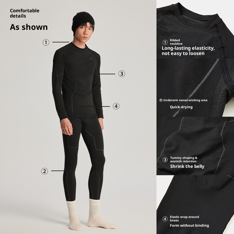001 TANPO Outdoor Men's Thermal Underwear Set Skiing Sports Running Quick-Dry Layer Autumn Winter Base Shirt And Pants_voghion.com
