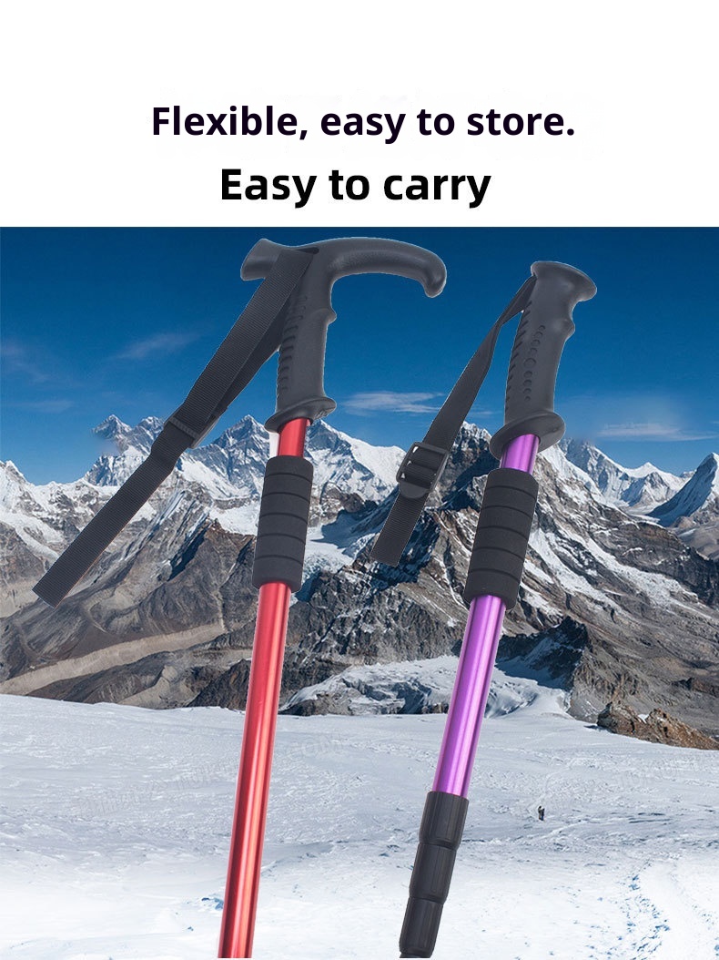 001 Bastone da passeggio retrattile da viaggio, da arrampicata, da trekking, da esterno, in lega di alluminio, multicolore, antiscivolo_voghion.com