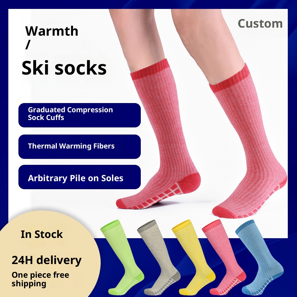 ActiveGo ActiveGo High Tube Women's Sports Mountaineering Calf Thickened Fleece Warm Windproof Cold-Proof Ski Socks_voghion.com