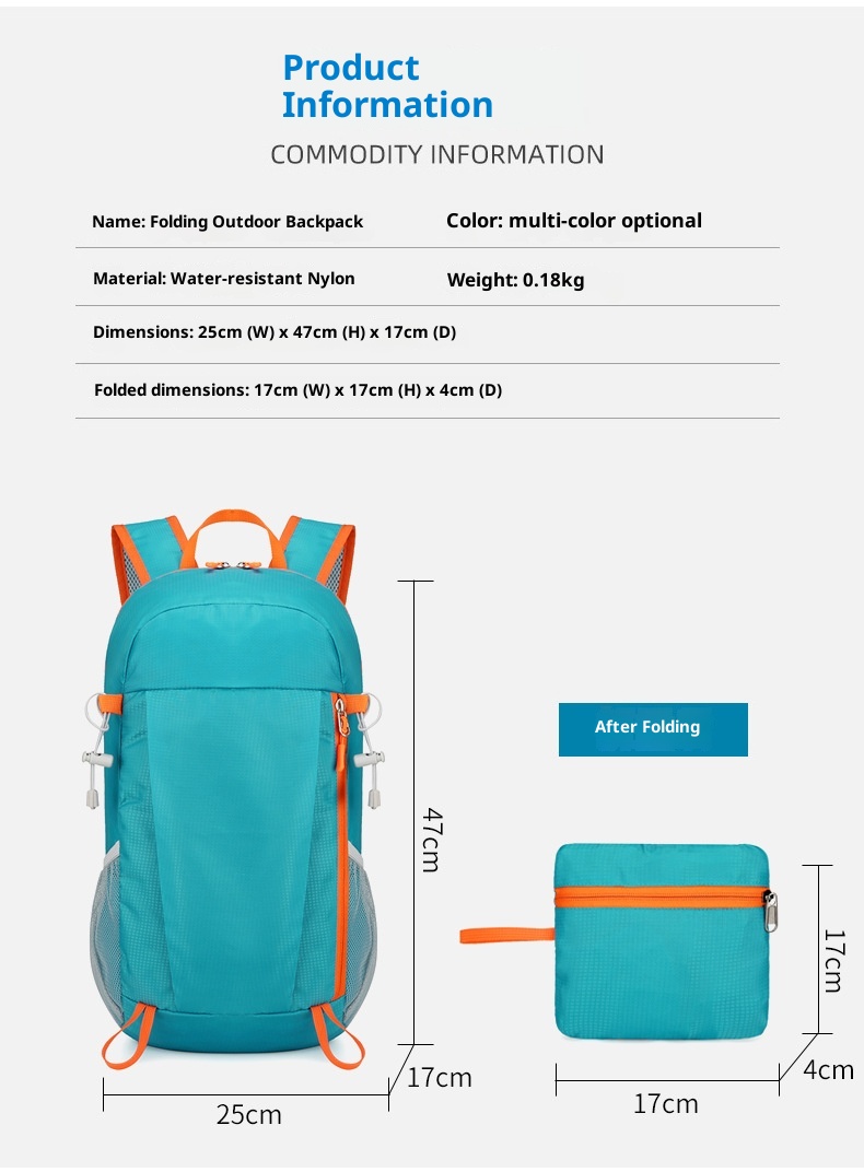 001 Zaino da viaggio, da arrampicata, da ciclismo, da escursionismo, da viaggio, ultraleggero, portatile, pieghevole_voghion.com