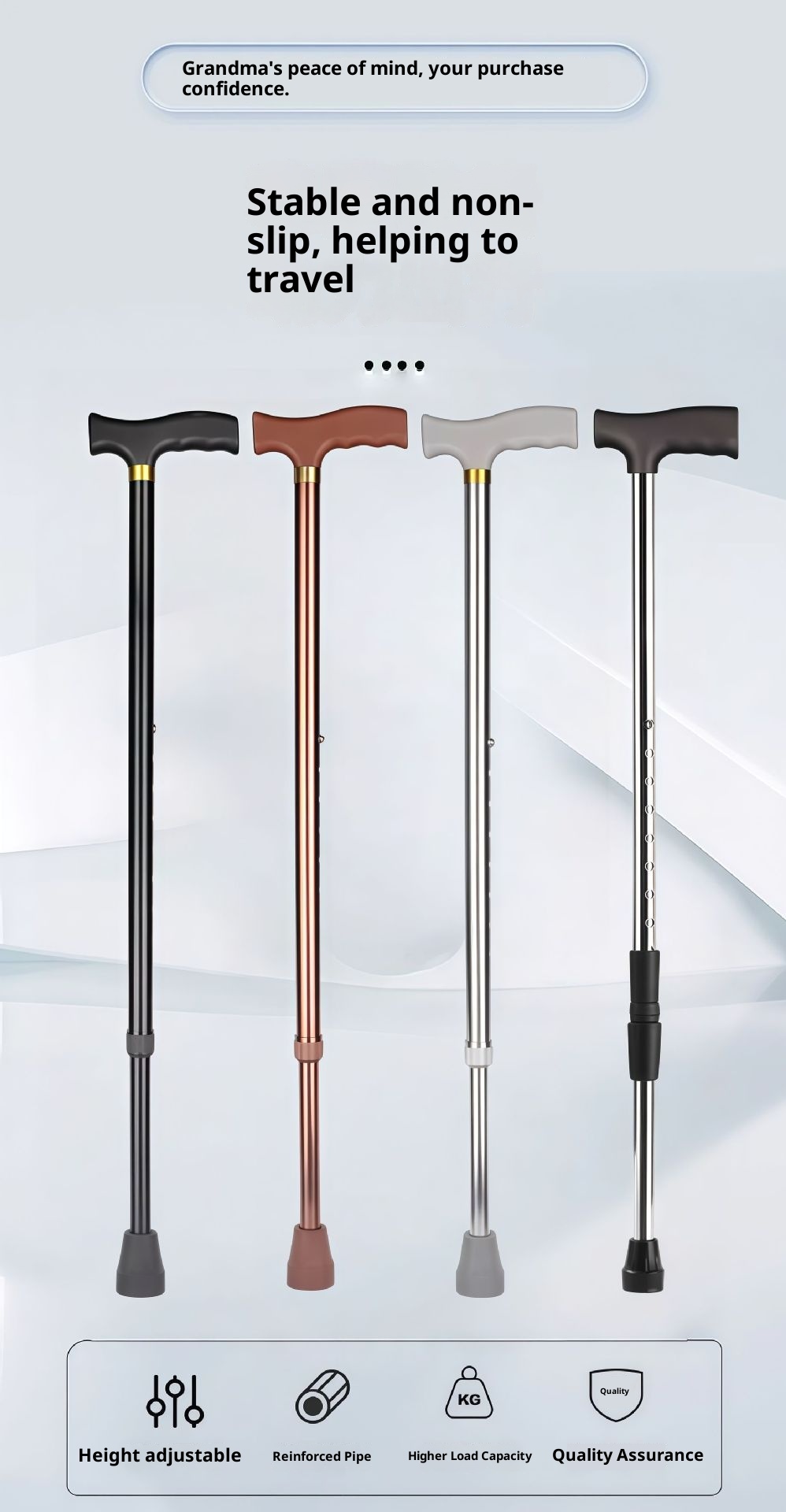 001 Bastone da passeggio telescopico regolabile in lega di alluminio in acciaio inossidabile antiscivolo per anziani_voghion.com