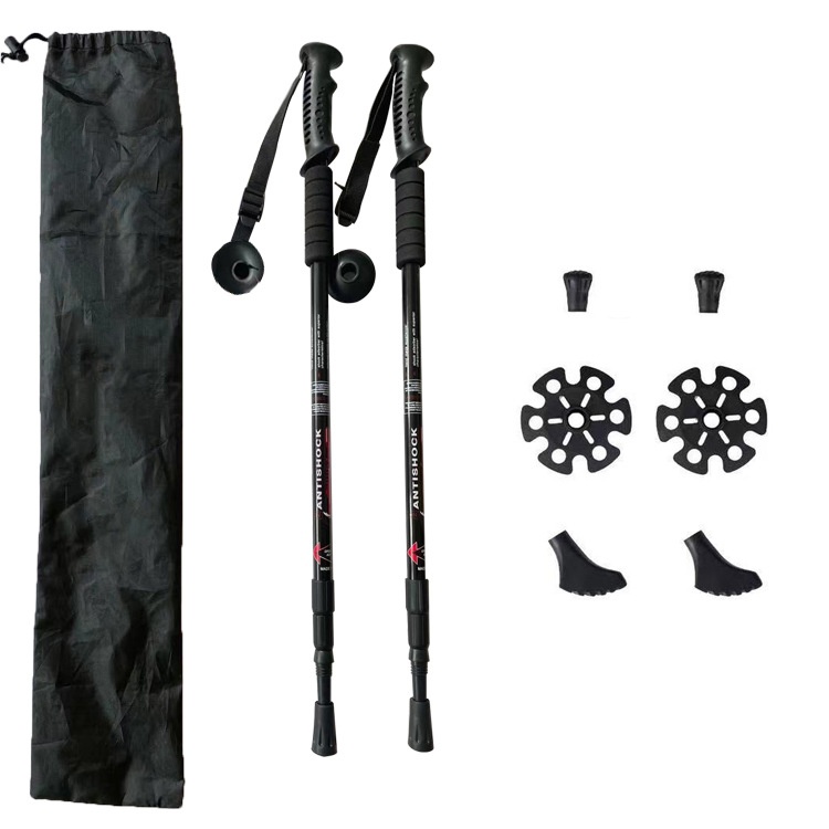 001 Three-section Straight Handle With Snowland Trekking Pole Set Anti-slip Hiking Travel_voghion.com