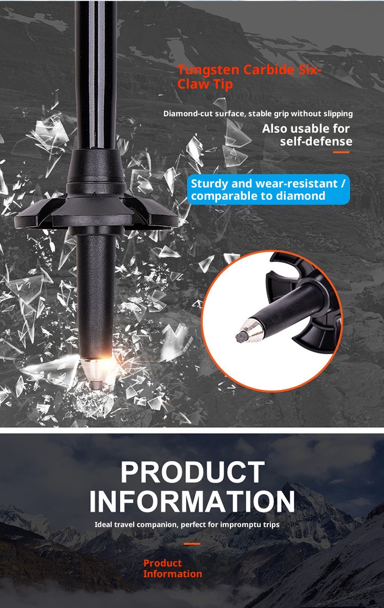 001 Robinson Trekking Pole Folding Aluminum Alloy Five Sections Ultra-Light Telescopic Outdoor Ultra-Short Trail Running_voghion.com