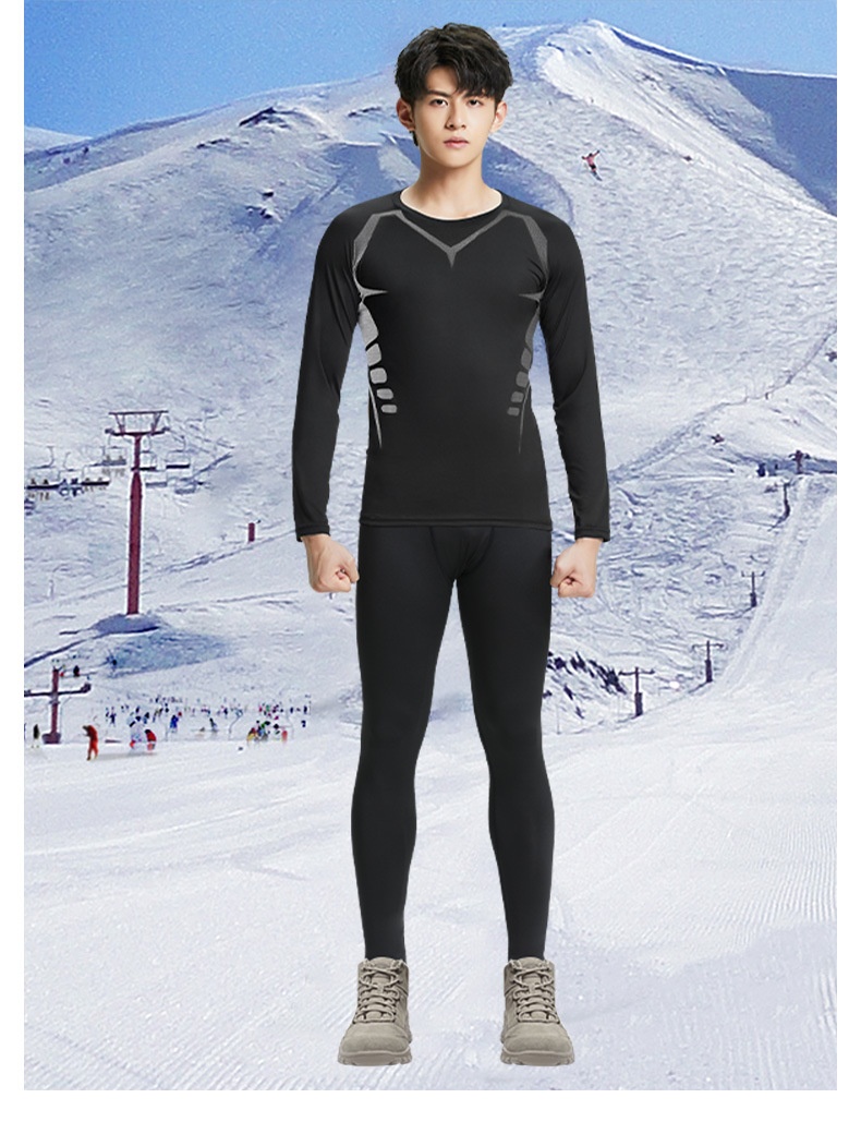 001 Intimo sportivo invernale da uomo ad asciugatura rapida, intimo termico da corsa, strato di base, set fitness in pile per attività all'aperto_voghion.com