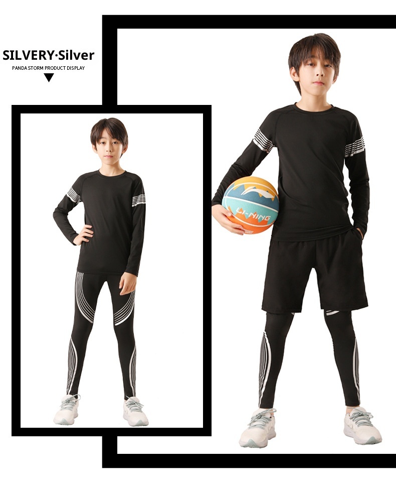 001 Maglia intima da sci attillata per bambini, ad asciugatura rapida, foderata in pile, per autunno e inverno, per sport, basket e calcio, allenamento interno_voghion.com