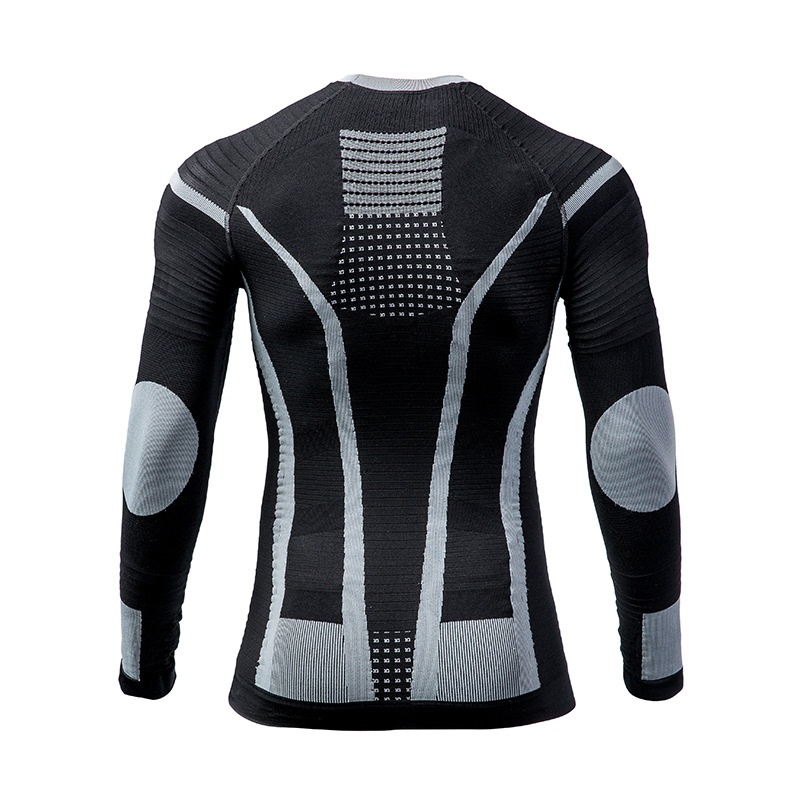 001 Maglia aderente a compressione professionale per sport a maniche lunghe, ad asciugatura rapida, unisex, strato di base, termica, per esterni_voghion.com