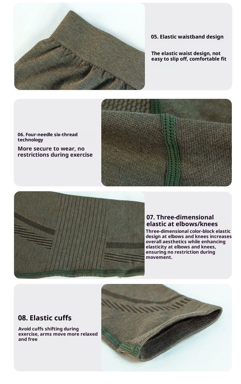 001 Outdoor-Bergsteiger-Unterwäscheset aus Merinowolle für Damen und Herren, schweißableitend, atmungsaktiv, sportlich-funktional, Ski_voghion.com