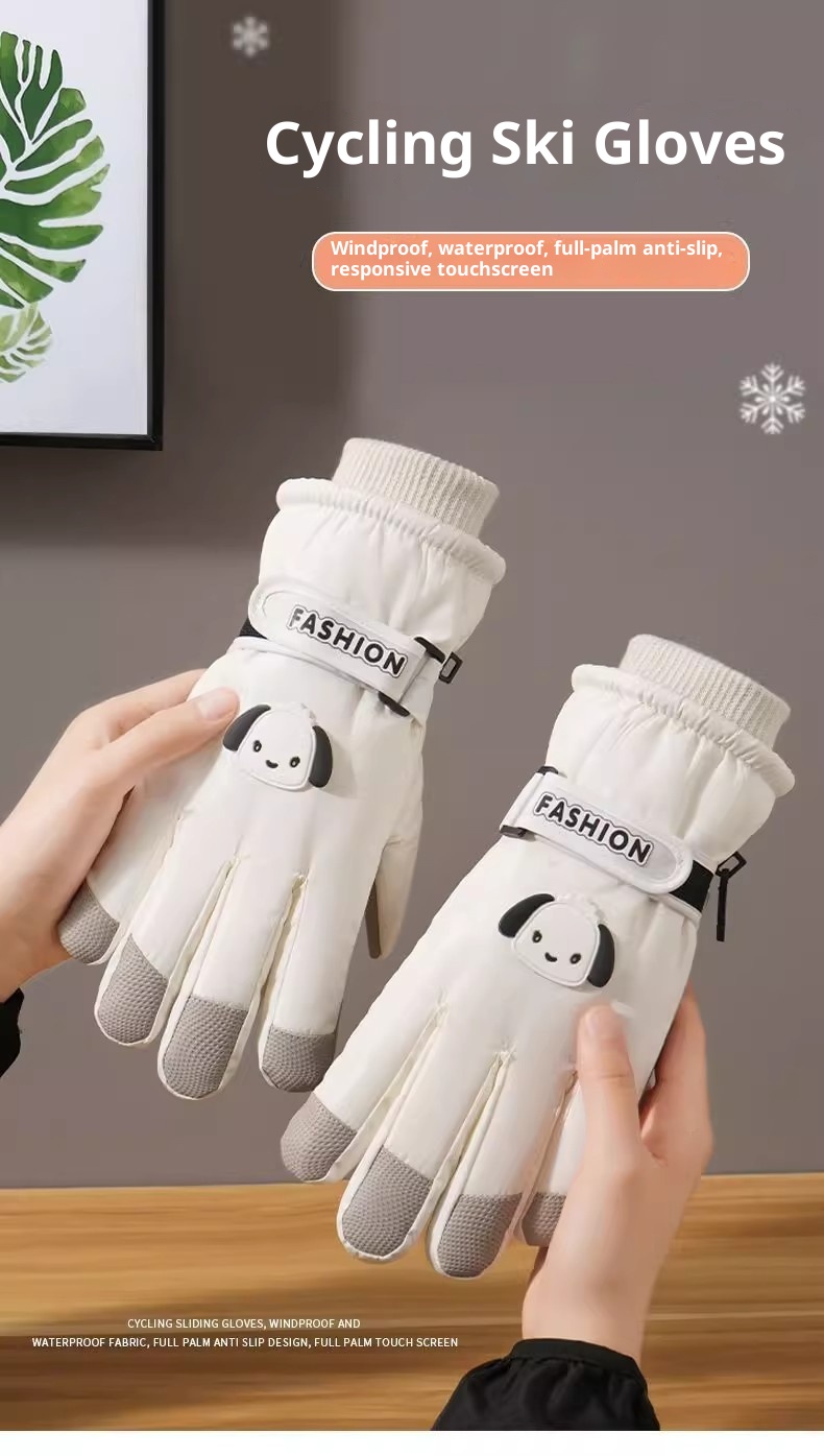 001 Fietshandschoenen voor dames Winterbezorging Elektrische scooter Motorfiets Ski Leuke verdikte fleece_voghion.com