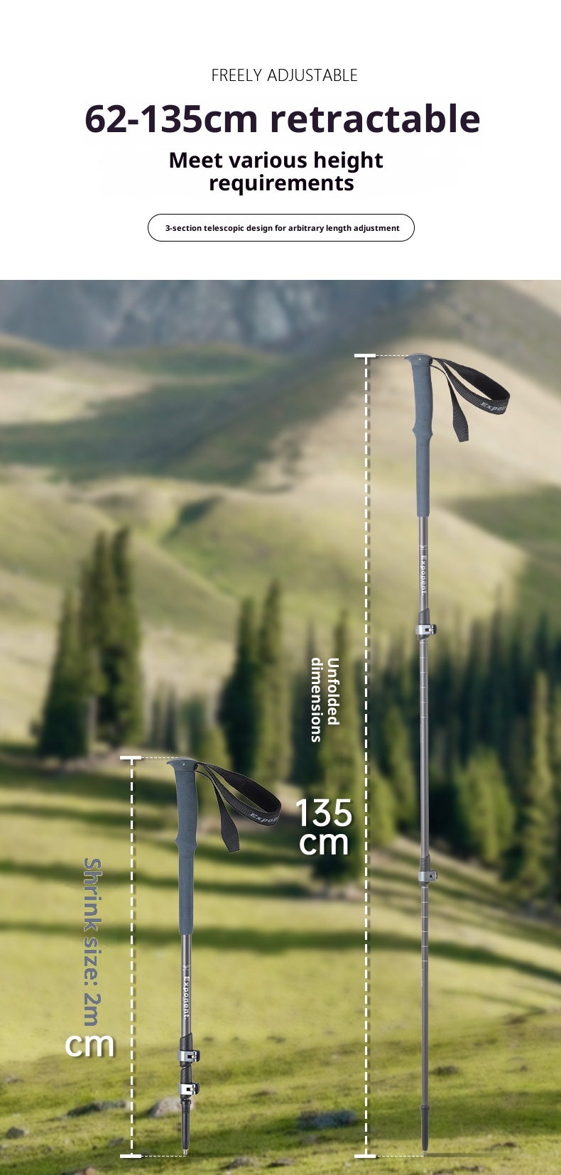 001 7075 Bastone da trekking in lega di alluminio Bastone telescopico Bastone da passeggio portatile con bloccaggio per esterni Bastone da arrampicata Artefatto Escursionismo_voghion.com