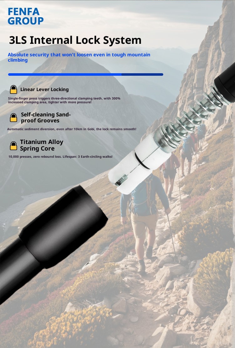 001 Bastone da trekking telescopico da viaggio, da escursionismo, da arrampicata, da esterno, in lega di alluminio, all'ingrosso_voghion.com