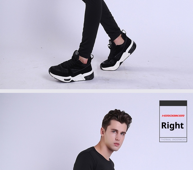 001 HEROBIKER Underwear Set Motorcycle Skiing Tight Long Johns Winter Men's Crew Neck Thermal Top_voghion.com