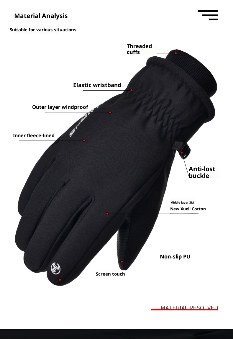 001 3M Baumwoll-Skihandschuhe für Outdoor-Aktivitäten im Herbst und Winter: Winddicht, wasserdicht, warm, mit Touchscreen-Funktion und Fleece-Futter, geeignet für Fahrräder und E-Bikes._voghion.com