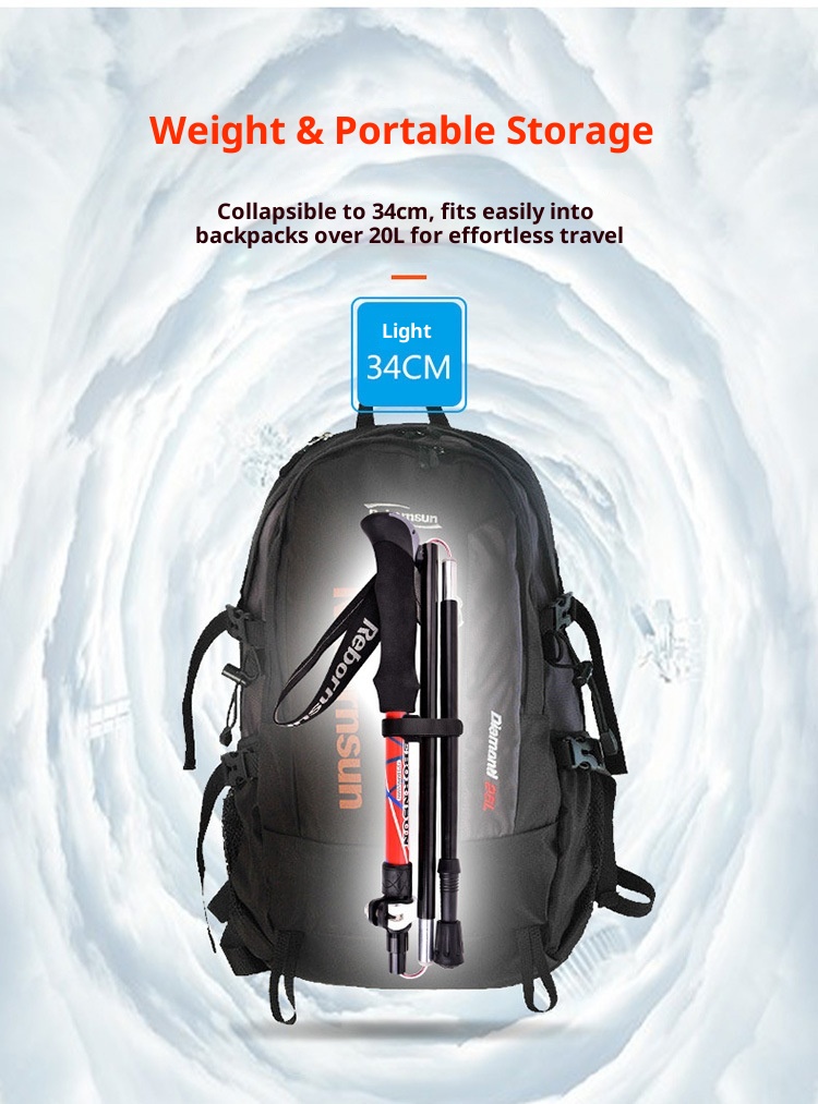 001 Robinson Trekking Pole Folding Aluminum Alloy Five Sections Ultra-Light Telescopic Outdoor Ultra-Short Trail Running_voghion.com