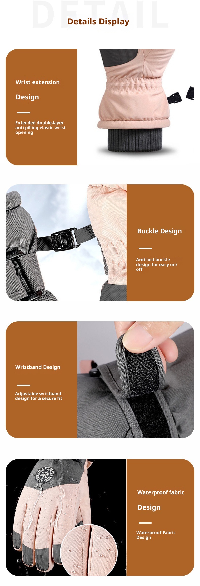 001 Toptan Açık Hava Bisikleti Polar Astarlı Kalınlaştırılmış Kayak Erkekler ve Kadınlar İçin Kışlık Dokunmatik Ekranlı Şık Spor Eldivenleri_voghion.com