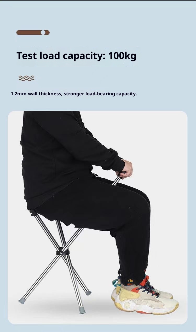 001 Faltbarer Trekkingstock aus Edelstahl mit Sitz, multifunktionaler Wanderstock, rutschfest, tragbar, sturzsicher für den Außenbereich_voghion.com