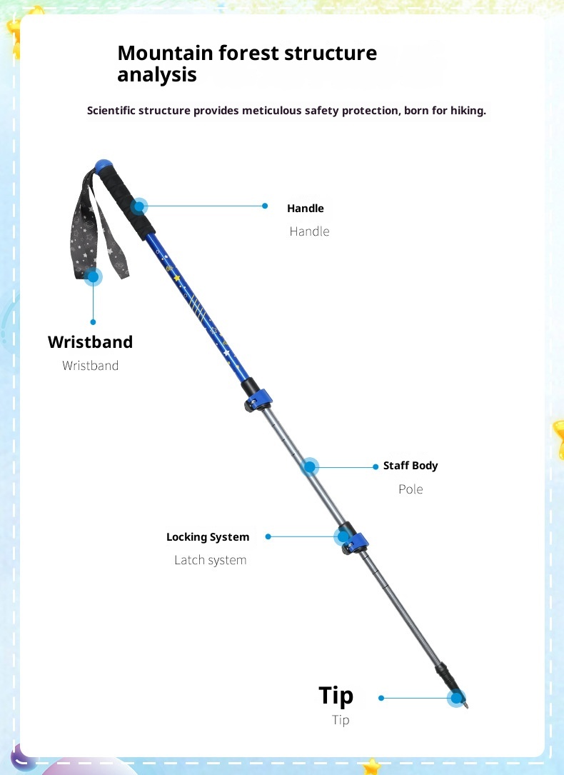 001 Bastón de trekking infantil ultraligero LACAL para exteriores, senderismo, escalada y viajes. Bastón telescópico especial._voghion.com