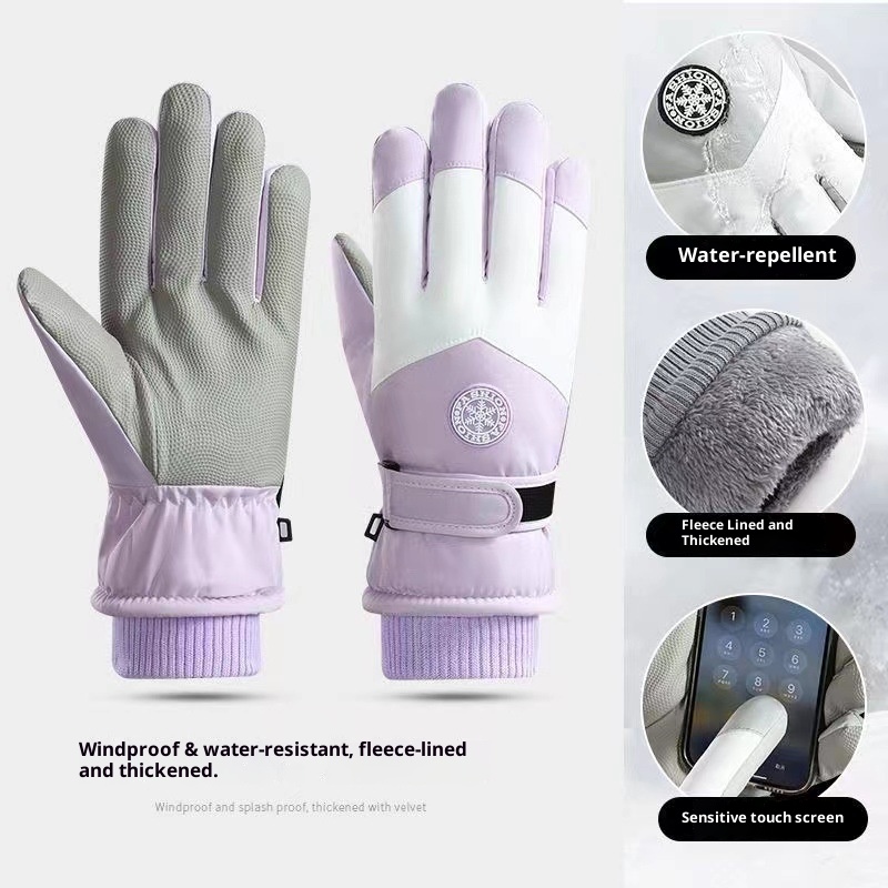 001 Winter Ski Outdoor Fietsen Warm Koudbestendig Winddicht Waterdicht Fleece Gevoerd Verdikt Touchscreen Handschoenen Groothandel_voghion.com