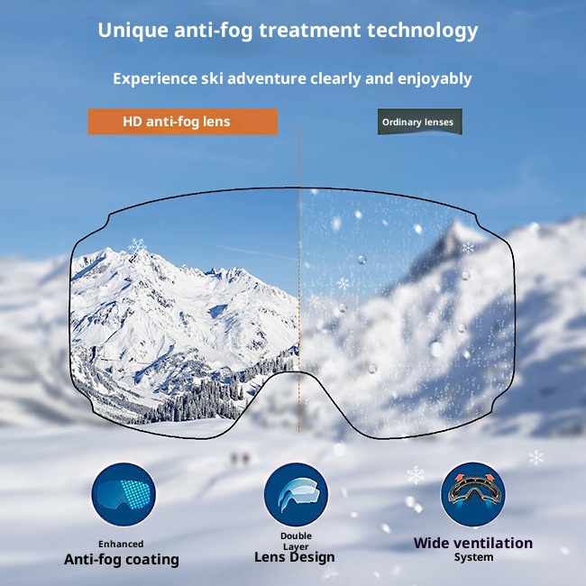 Gafas de esquí de montaña para interior, con doble capa antivaho, amplio campo de visión y diseño asférica. Claridad HD mejorada. 001 Gafas de esquí para exterior, montaña y montañismo._voghion.com
