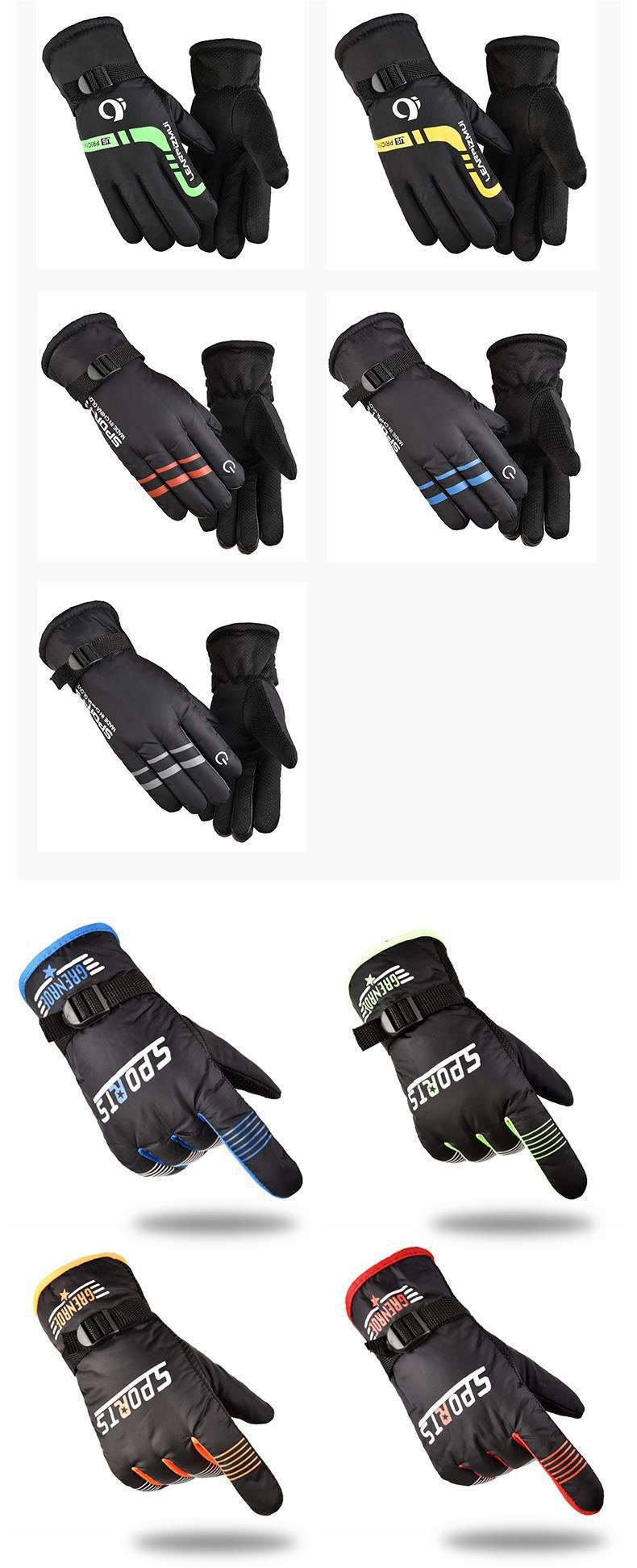 001 Men's Winter Women's Warm Cycling Cold-Proof Fleece-Lined Thickened Windproof Waterproof Motorcycle Skiing Cotton Gloves_voghion.com