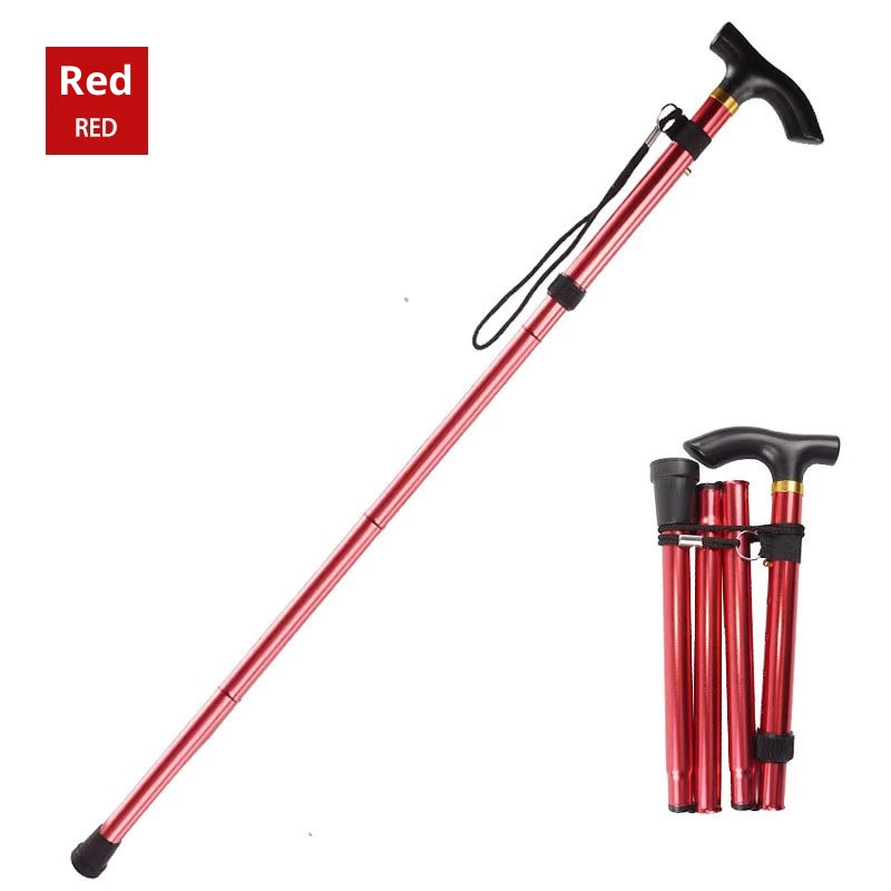 001 Bastone da passeggio per anziani, telescopico, pieghevole, portatile, da arrampicata, da trekking, antiscivolo, in lega di alluminio, con manico curvo_voghion.com