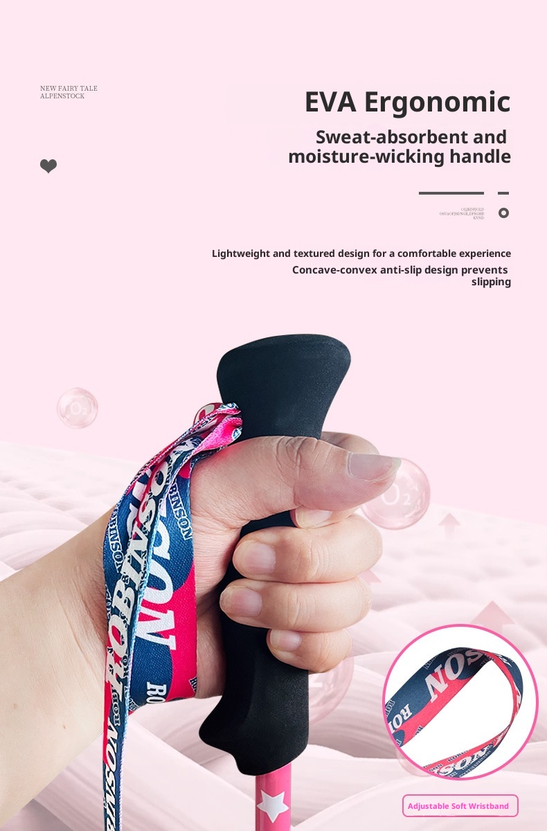 001 Robinson Children's Hiking Carbon Fiber Ultra-light Short External Lock Portable Youth Boys And Girls Walking Stick_voghion.com