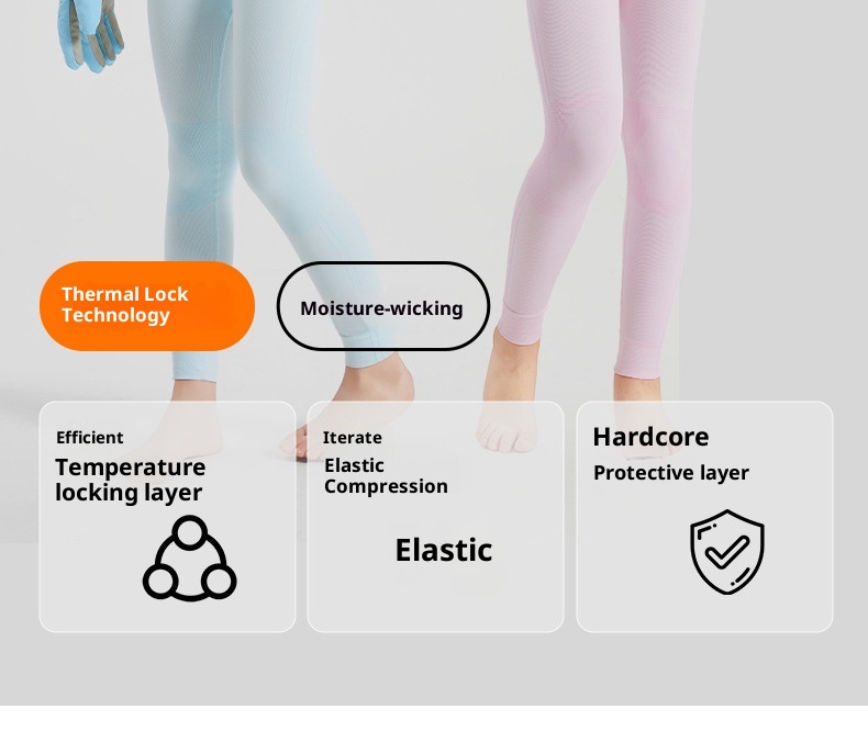 001 Cold Element Roupa Térmica Infantil de Secagem Rápida para Esqui, Conjunto de Calça e Roupa Íntima Térmica para Meninas e Meninos, Ideal para Outono e Inverno._voghion.com