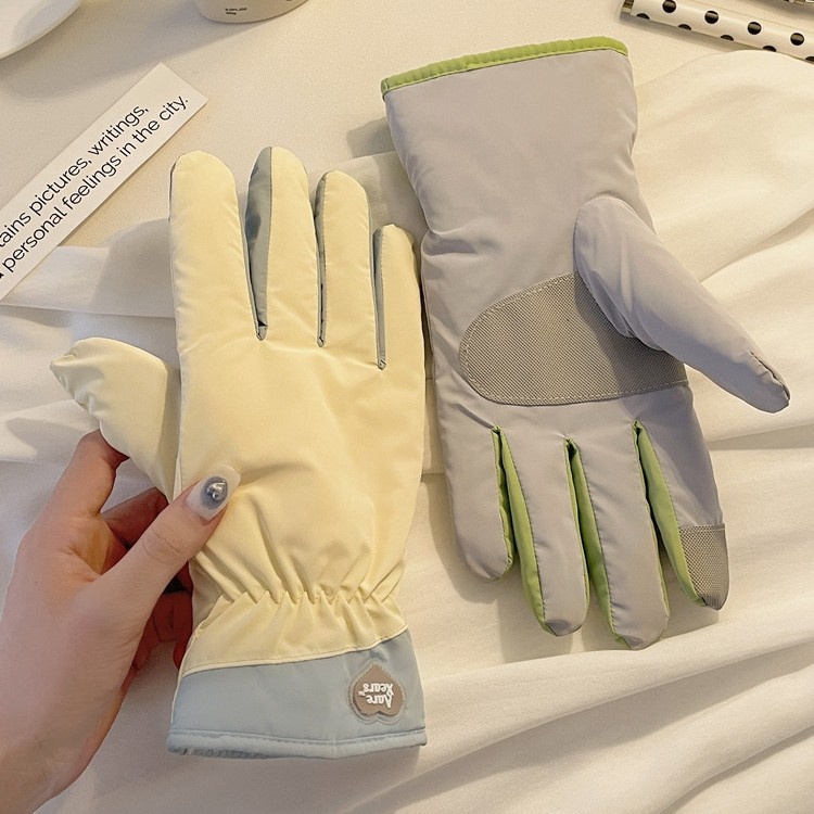 001 Guanti invernali per studentesse, carini, antifreddo, caldi, da ciclismo, foderati in pile, cotone spesso, sci all'aperto,_voghion.com