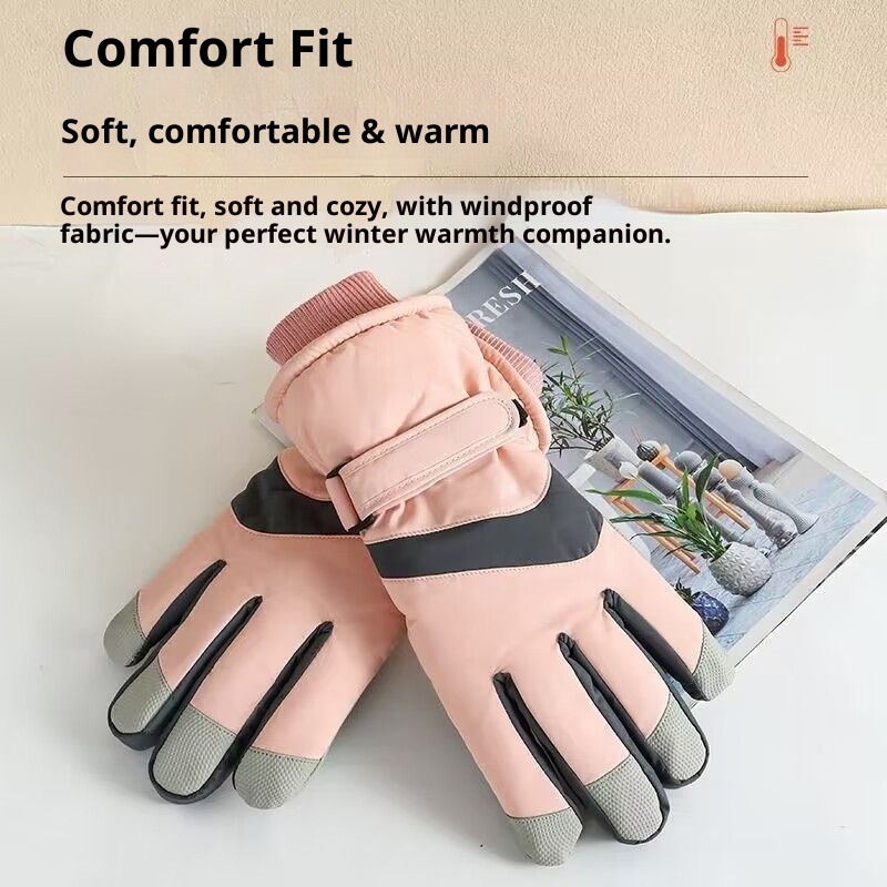 001 Herren Winter-Skihandschuhe mit Touchscreen, wasserdicht, winddicht, warm, mit Fleece gefüttert, kältebeständig, für Outdoor-Aktivitäten wie Radfahren und Bergsteigen_voghion.com