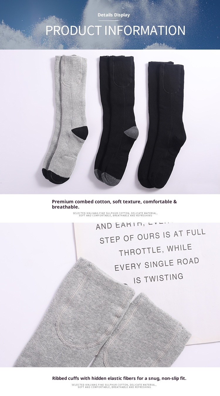 001 001 Scaldapiedi elettrico riscaldato ricaricabile per sci, per donna, inverno, uomo, calzini riscaldanti spessi e caldi all'ingrosso_voghion.com