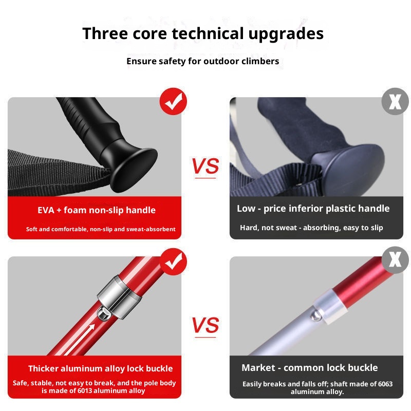 001 Bastone da passeggio pieghevole in lega di alluminio, telescopico, portatile, antiscivolo, per anziani, escursionismo, trekking, attrezzatura_voghion.com