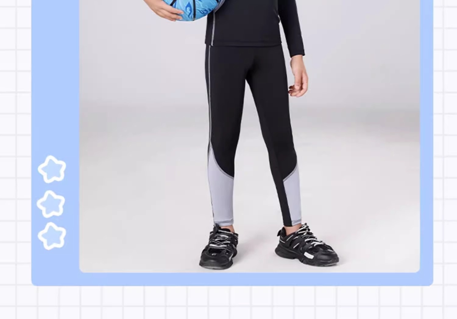 Conjunto de treino infantil de compressão Warrior 001 para outono e inverno, ideal para basquetebol e futebol. Secagem rápida._voghion.com