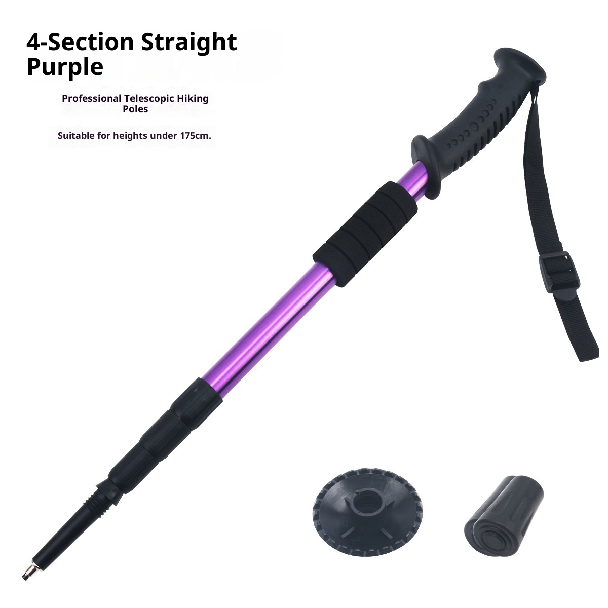 001 Bastone da passeggio retrattile da viaggio, da arrampicata, da trekking, da esterno, in lega di alluminio, multicolore, antiscivolo_voghion.com