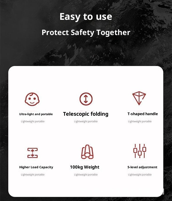 001 Bastone da passeggio per anziani, telescopico, pieghevole, portatile, da arrampicata, da trekking, antiscivolo, in lega di alluminio, con manico curvo_voghion.com